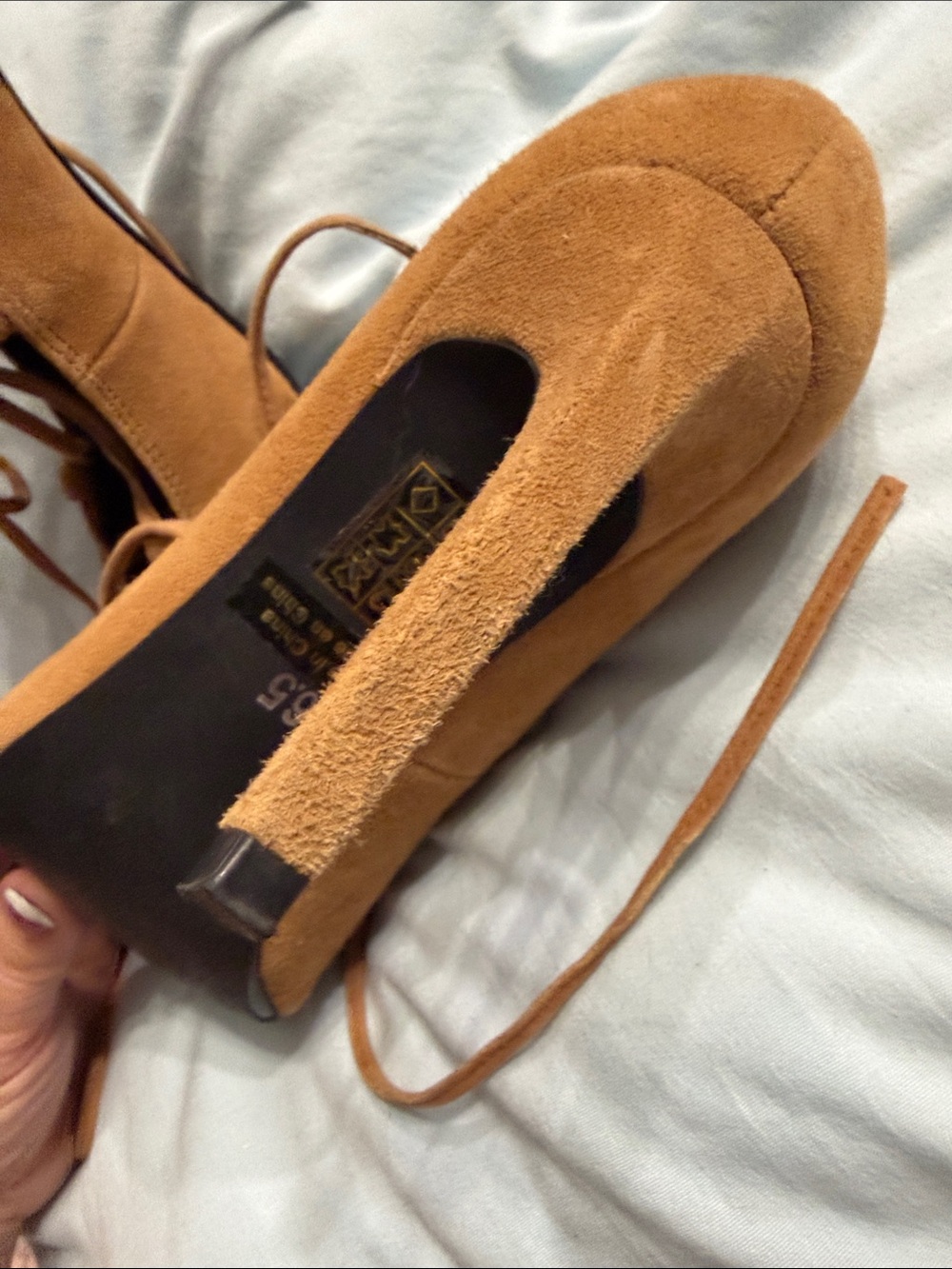 Jeffrey Campbell Tan Suede Lace-Up Pointed Toe Heels - Picture 5 of 5